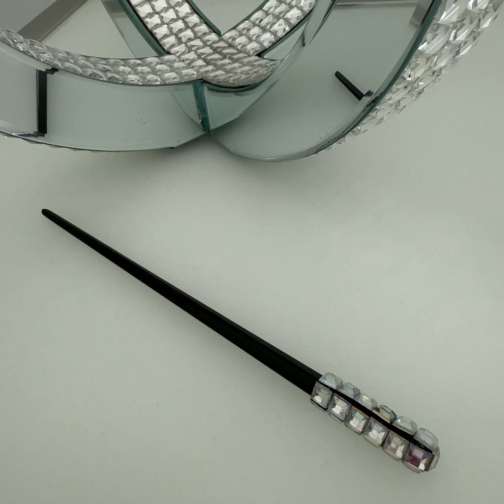 Chic Black Hair Stick with Crystal Detailing